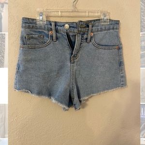 high rise denim shorts